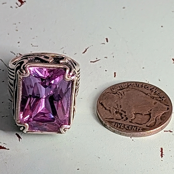 Silpada Lavender Fields Purple Radiant Cut Cubic Zirconia Statement Ring Retired - Picture 6 of 9